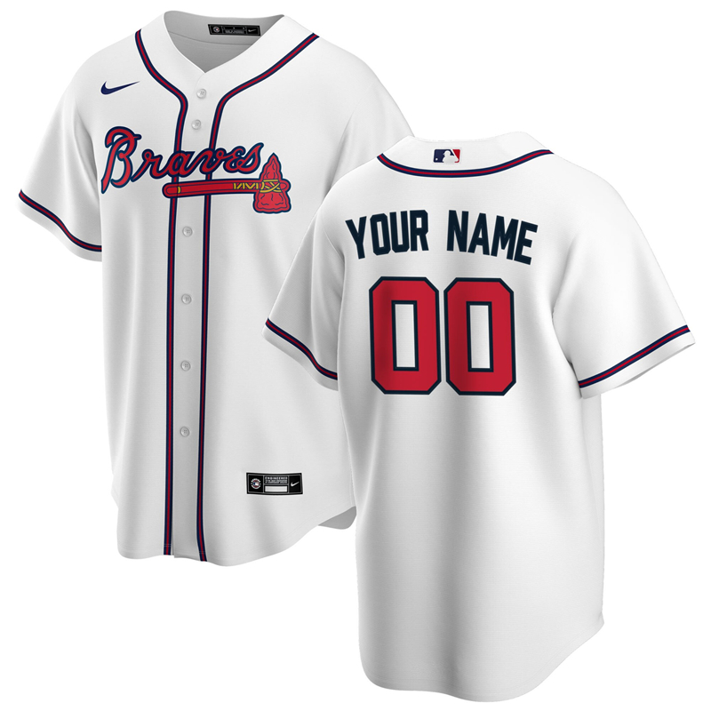 2020 MLB Men Atlanta Braves Nike White Home 2020 Replica Custom Jersey 1